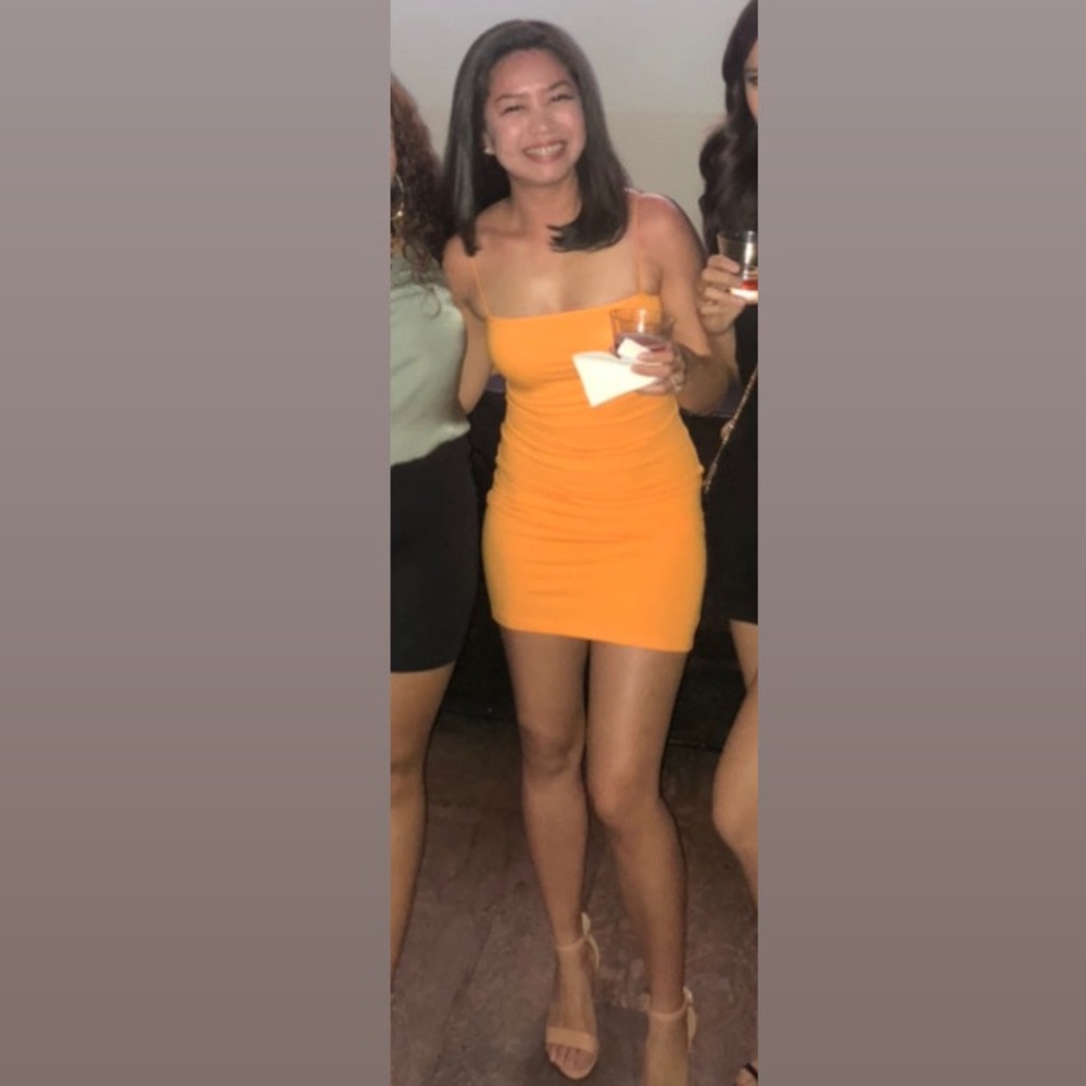 Elsa body con dress in tangerine